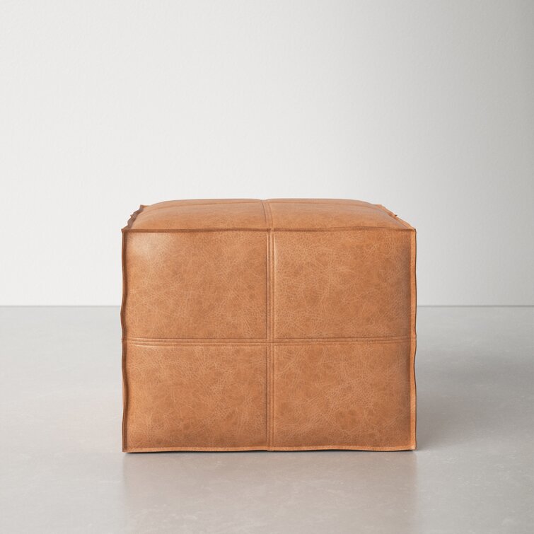 Distressed on sale leather pouf